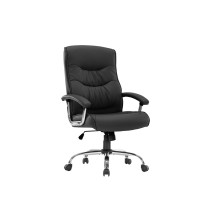 Silla de Oficina Estilo Manager en Piel Sintética Negra - 120/110x74x65 cm, Elegancia y Comodidad